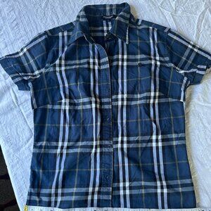 Burberry black label blue short sleeve button down